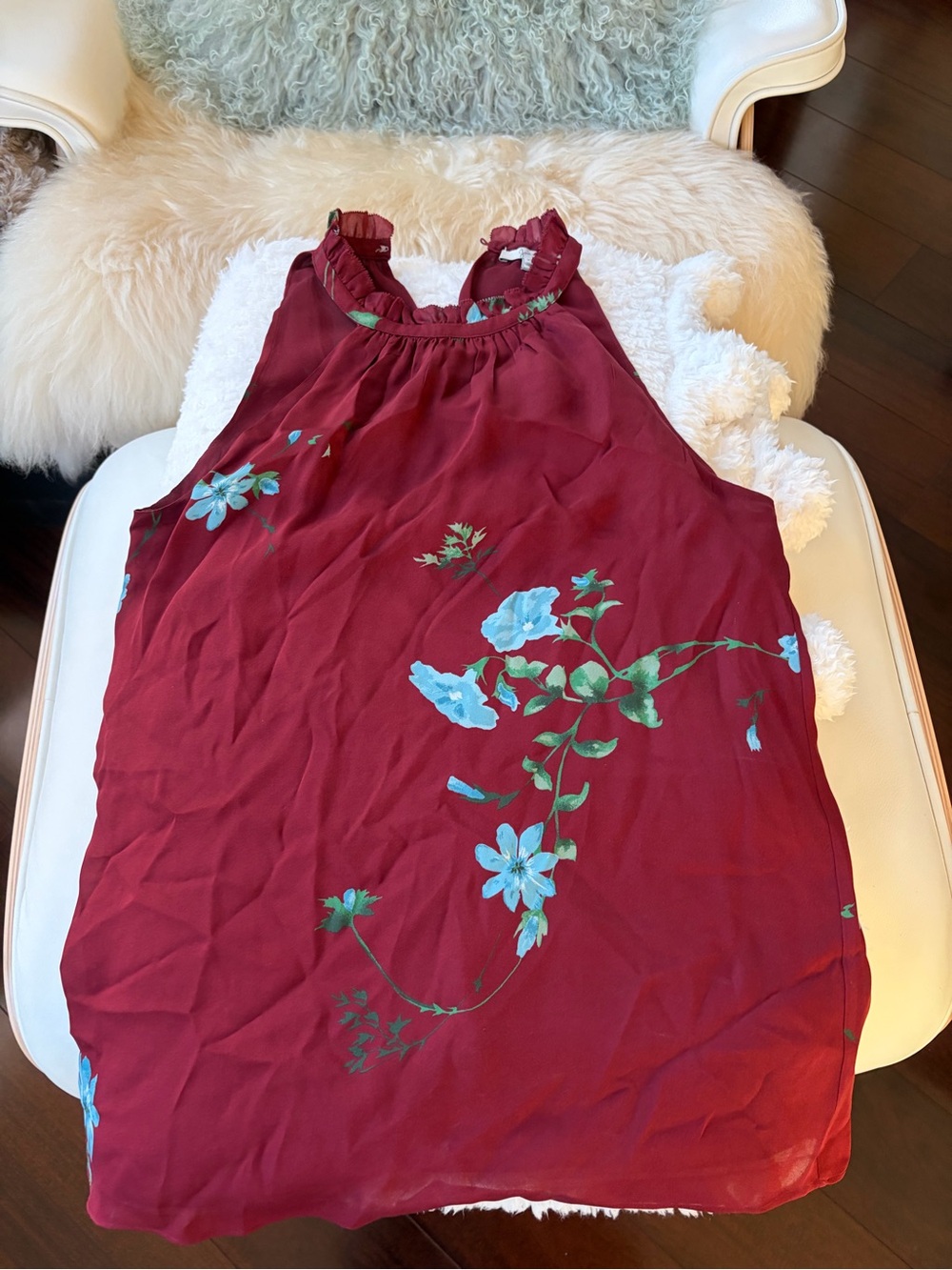Joie Cambridge Red and blue floral silk Halter Tank Top-XS